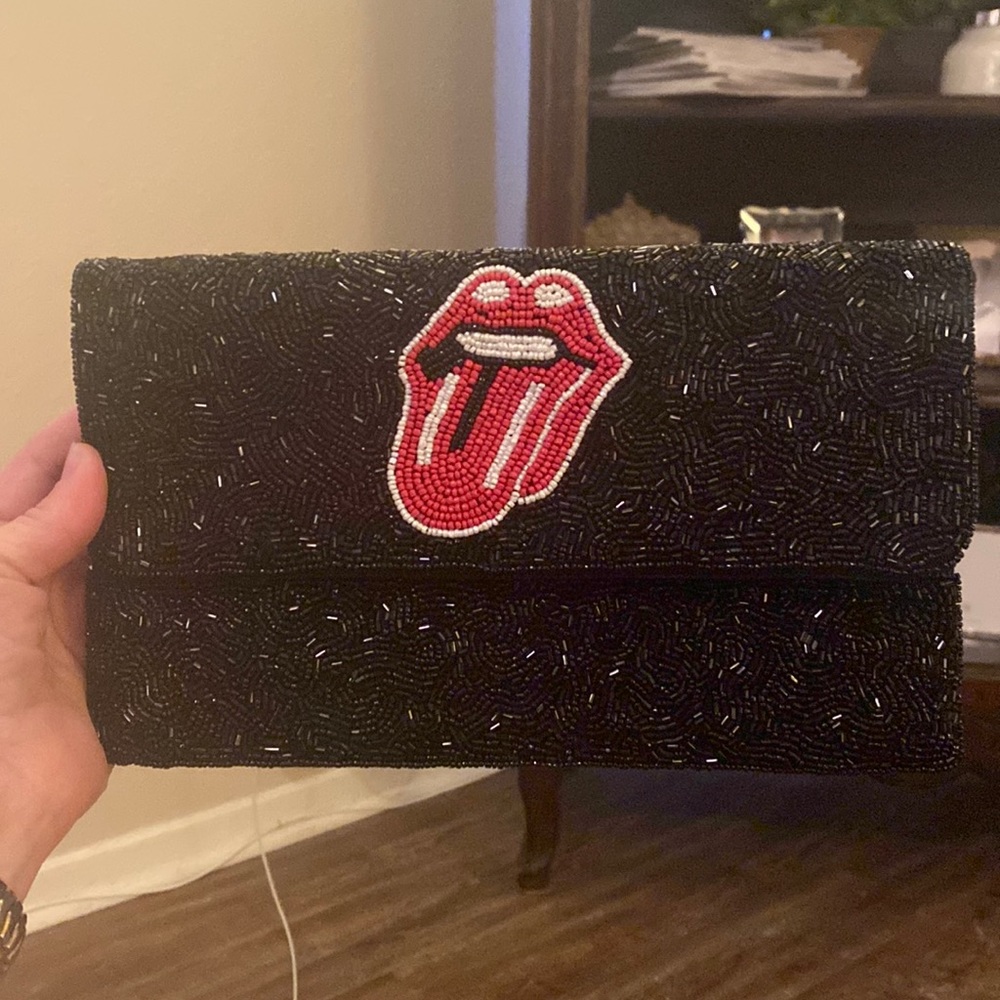 Black sequin rock and roll clutch